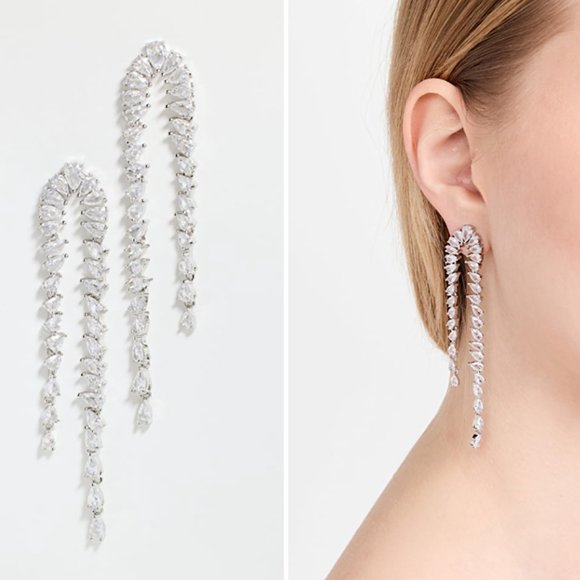 NEW~ Anthropologie Shashi Pear Diamond Drop Earrings